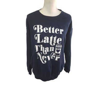 Cold Crush Better Latte than Never Pullover Sweatshirt Blue Womens 1X